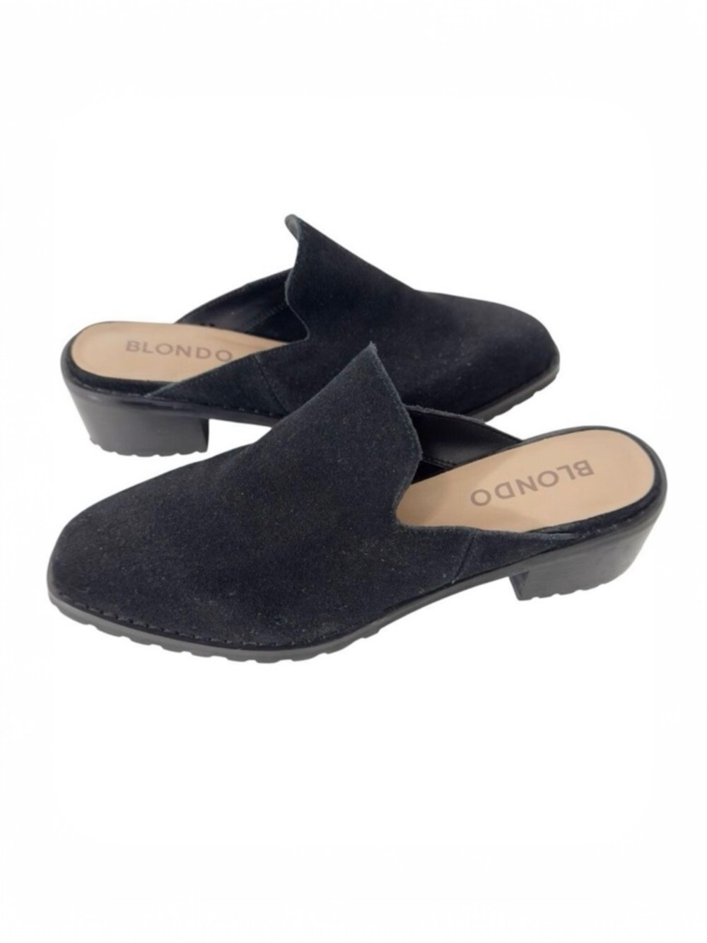 Blondo Women’s Sienna Black Suede Minimalist Lug Sole Chunky Slide Mule Size 7